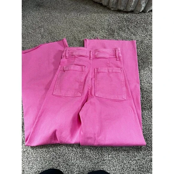 NWOT Zara pink wide leg denim pants 0 - Picture 3 of 4